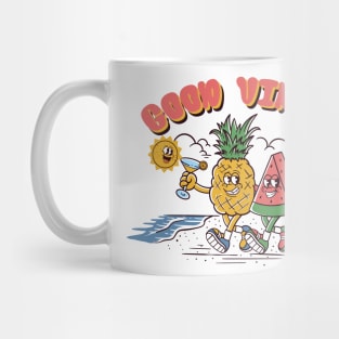 watermelon and  pineapple  retro cartoon Mug